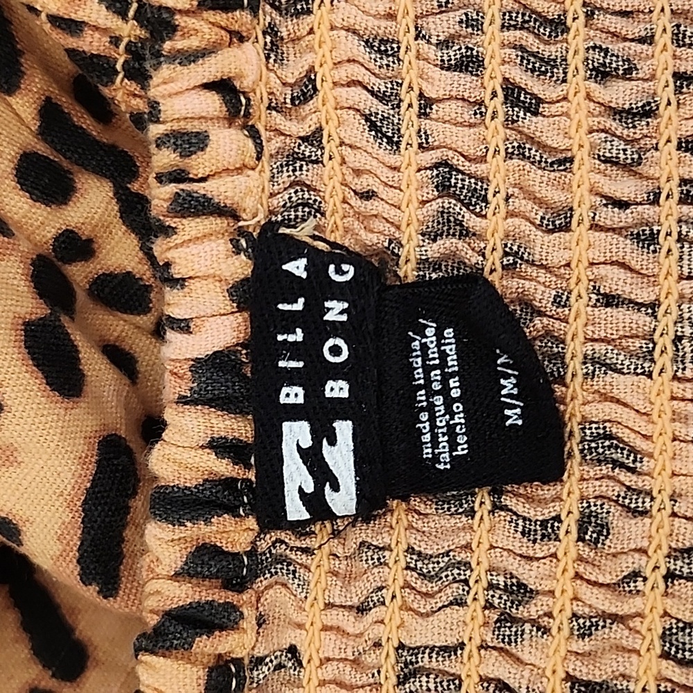 Billabong Women's Paradise Leopard Print Puff Sleeve Mini Dress Brown Size Med - Picture 15 of 16